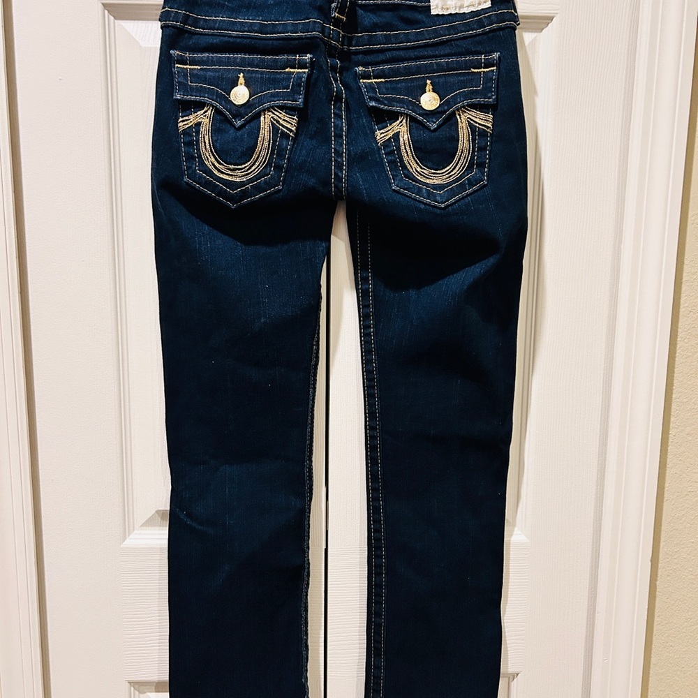 True Religion Dark Wash Straight-Leg Jeans | Size 27 | Made in USA - Picture 5 of 14
